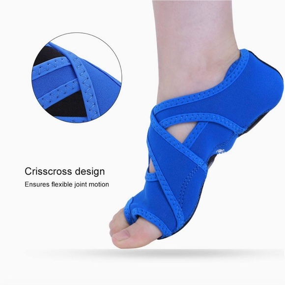 Yoga Pilates Barre Grip Socks with Toes Blue Size S Non-Slip Wrap Style - Picture 10 of 11